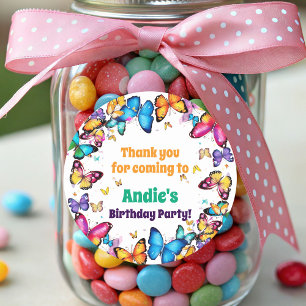 The Joy of Butterflies Birthday Party Classic Round Sticker