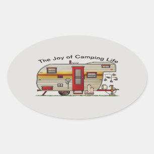 The Joy of Camping Life Trailer Oval Sticker