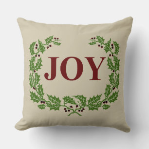 THE JOY OF CHRISTMAS HOLLY AND BERRIES WRATH THROW PILLOW