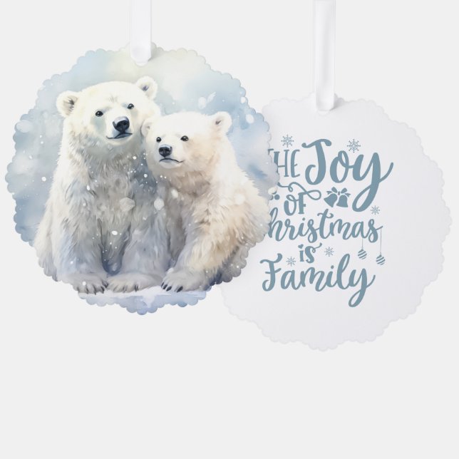 The Joy of Christmas Is Family Polar Bear and Cub Ornament Card (Front/Back)