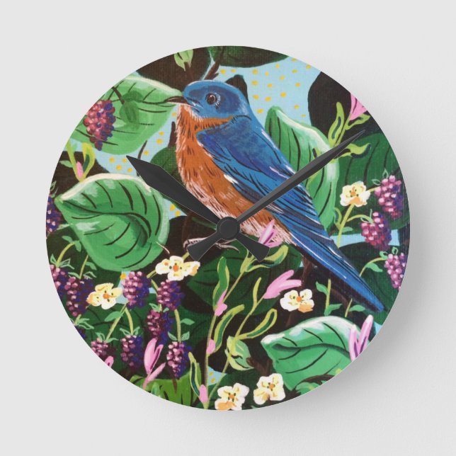 The Joy of Jam Bluebird Round Clock (Front)