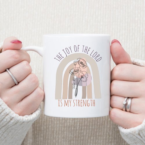 The Joy of the Lord Bible Verse Boho Watercolor Coffee Mug