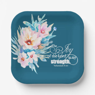 The Joy of the Lord floral Paper Plates