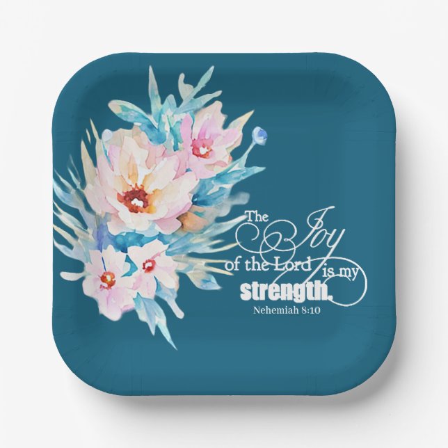 The Joy of the Lord floral Paper Plates (Front)