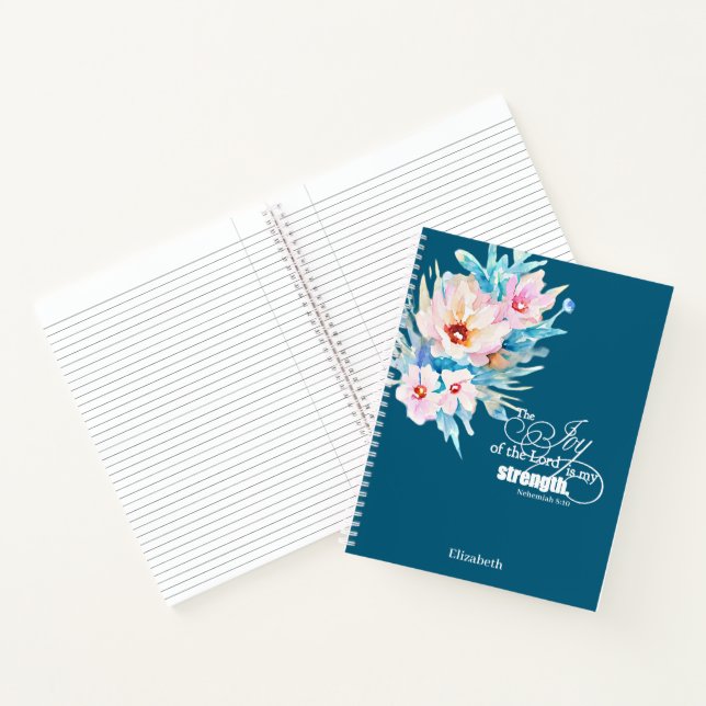 The Joy of the Lord floral personalized Notebook (Inside)