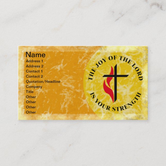 The Joy of the Lord Is Your Strength Cross/Flame Business Card (Front)