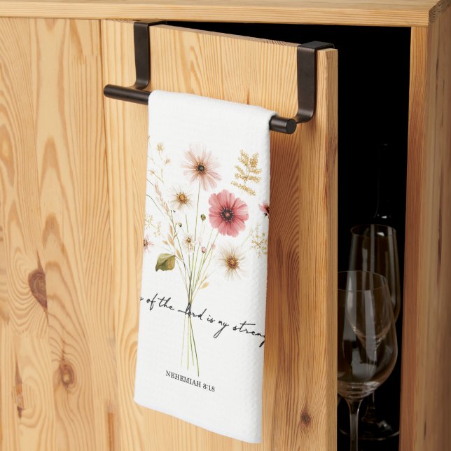 The Joy of the lord minimalist floral Kitchen Towel (Thirds Fold)