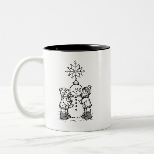 The joy of the snowman Two-Tone coffee mug (Left)