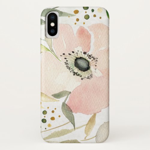 The Joy of White  Watercolor Floral Pattern iPhone X Case