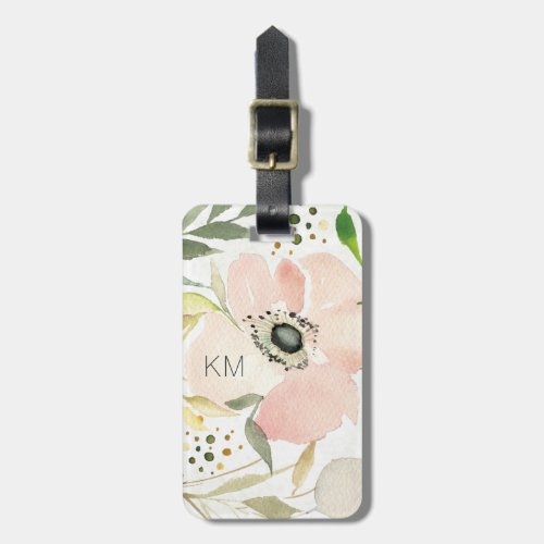 The Joy of White  Watercolor Floral Pattern Luggage Tag