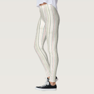 The Joy of White Watercolor Stripes Pattern Leggings
