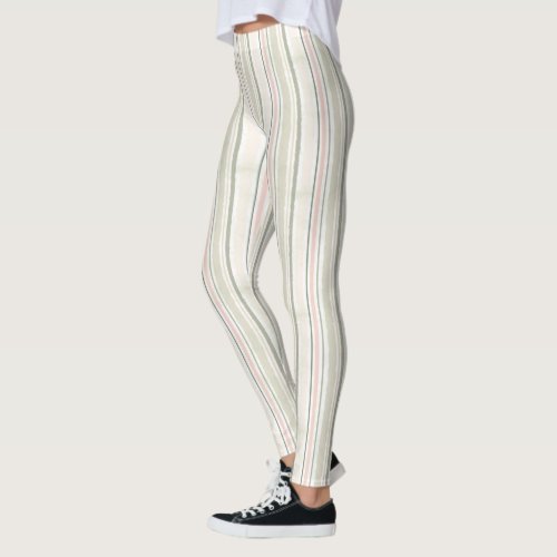 The Joy of White  Watercolor Stripes Pattern Leggings