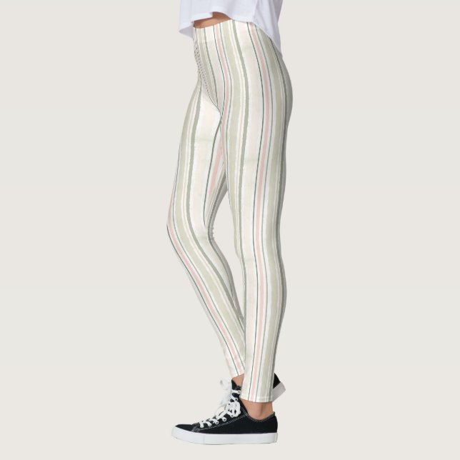 The Joy of White | Watercolor Stripes Pattern Leggings (Left)