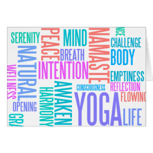 The Joy of Yoga Elegant Pastel Colored Word Cloud Cards