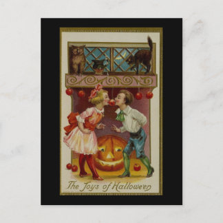 The Joys of Halloween Apple Bobbing Couple Vintage Postcard