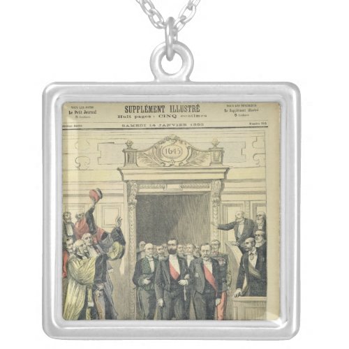 The Jubilee of Louis Pasteur  at the Sorbonne Silver Plated Necklace