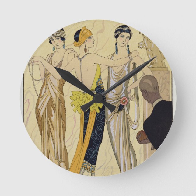 The Judgement of Paris, 1920-30 (pochoir print) Round Clock (Front)