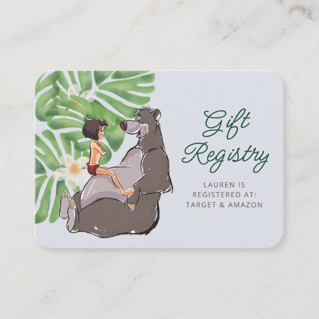 The Jungle Book Baby Shower Gift Registry Place Card (Front)
