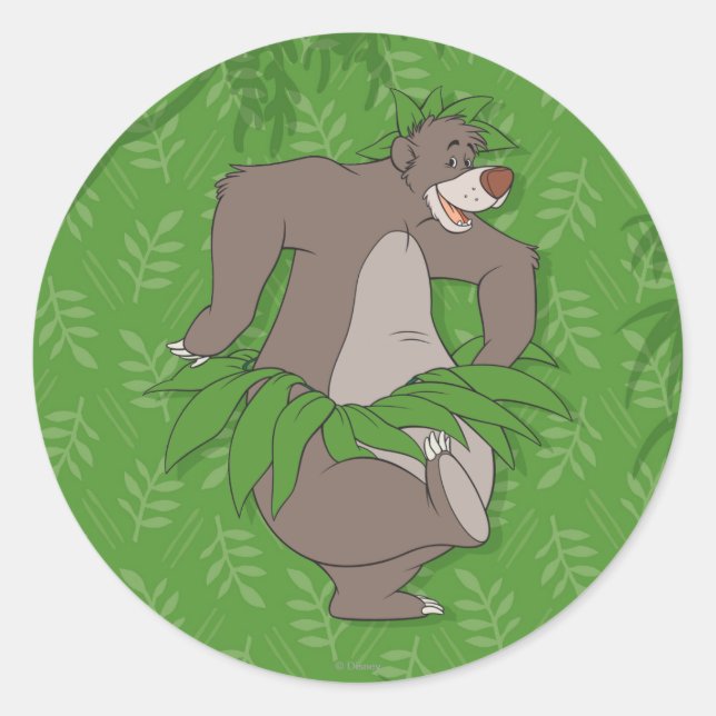 The Jungle Book Baloo with Grass Skirt Classic Round Sticker (Front)