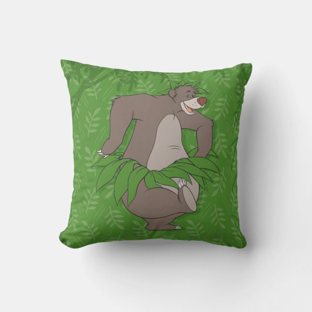 The Jungle Book Baloo with Grass Skirt Throw Pillow (Front)
