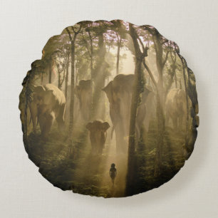 The Jungle Book Elephants Round Pillow