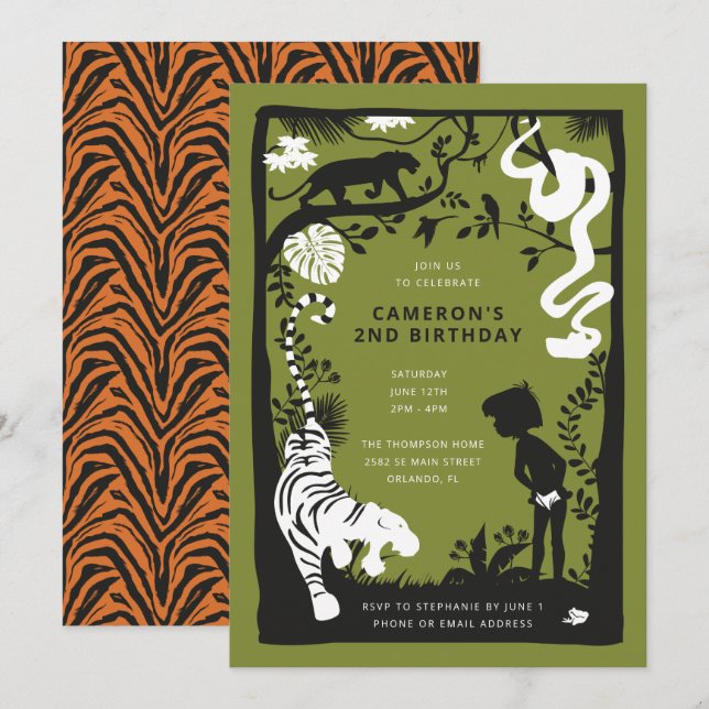 The Jungle Book Silhouette Birthday Invitation (Front/Back)