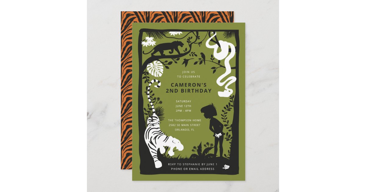 The Jungle Book Silhouette Birthday Invitation 