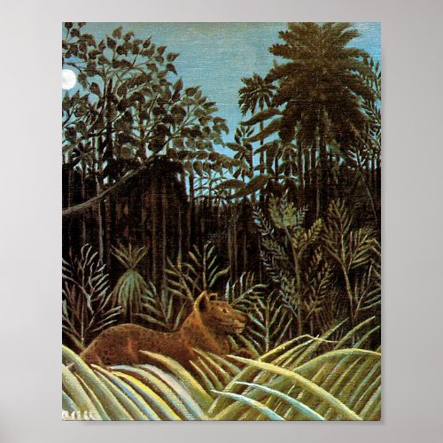 The jungle with the lion by Henri Rousseau Poster