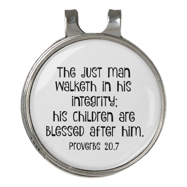 The Just Man Proverbs Verse Golf Hat Clip (Front)