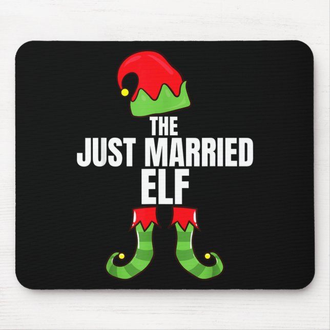 The Just Married Elf Matching Family Christmas Gro Mouse Pad (Front)