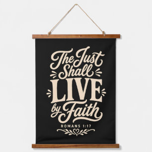 The Just Shall Live By Faith Ivory Bedroom Decor Hanging Tapestry