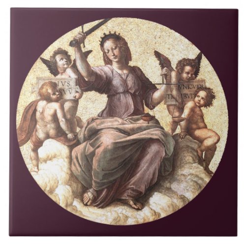 THE JUSTICE Allegory Fresco by Raffaello Sanzio Ceramic Tile