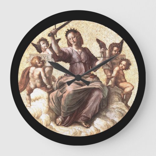 THE JUSTICE Allegory Fresco by Raffaello Sanzio Large Clock