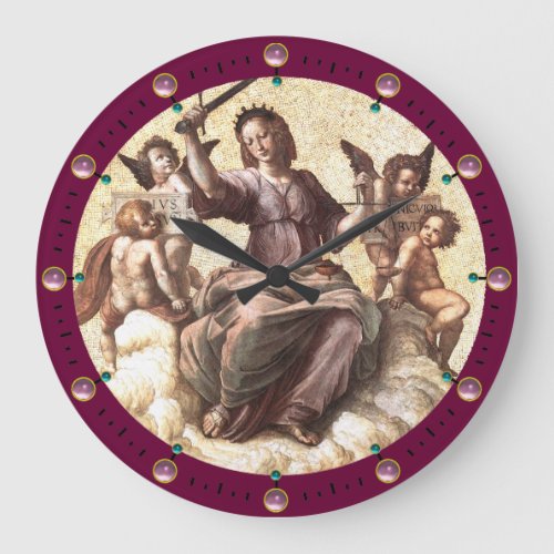 THE JUSTICE Allegory Fresco by Raffaello Sanzio Large Clock