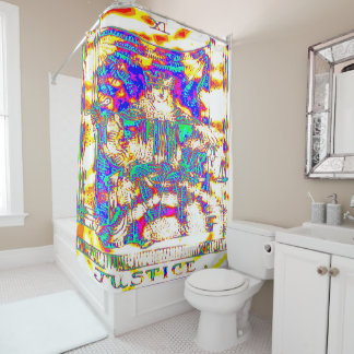 The Justice Tarot Card Bathroom Shower Curtain