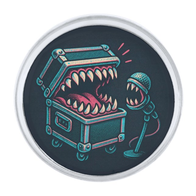 The Karaoke Mimic Silver Finish Lapel Pin (Front)