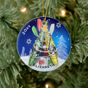 The Kayak Christmas Tree Ceramic Ornament