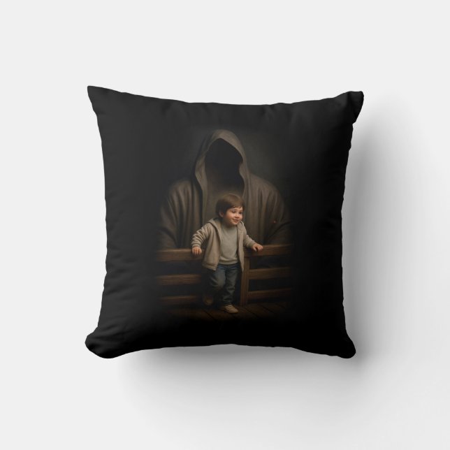 The keeper of Silence Throw Pillow (Front)