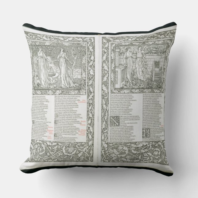 The 'Kelmscott Chaucer', published 1896 by the Kel Throw Pillow (Front)