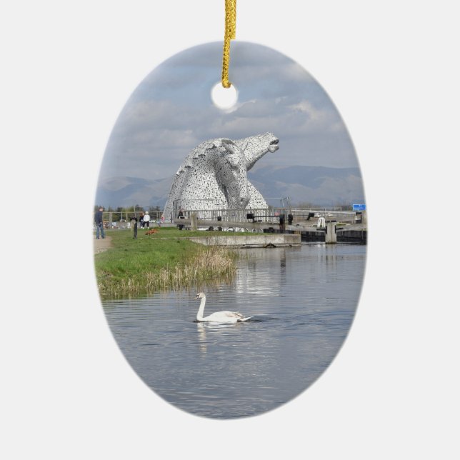 the Kelpies , Helix Park , Falkirk Ceramic Ornament (Front)