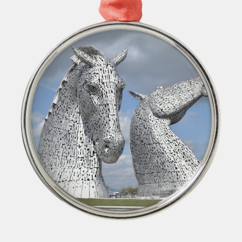 the Kelpies   Helix Park  Falkirk  Scotland Metal Ornament