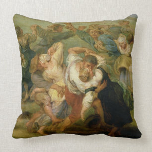 The Kermesse, detail of peasants dancing, c.1635-3 Throw Pillow