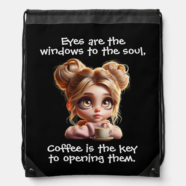 The Key Is Coffee Drawstring Bag (Front)