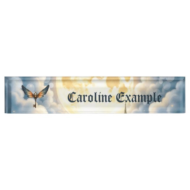 The Key of Eternity – Steampunk Wings  Desk Name Plate (Front)