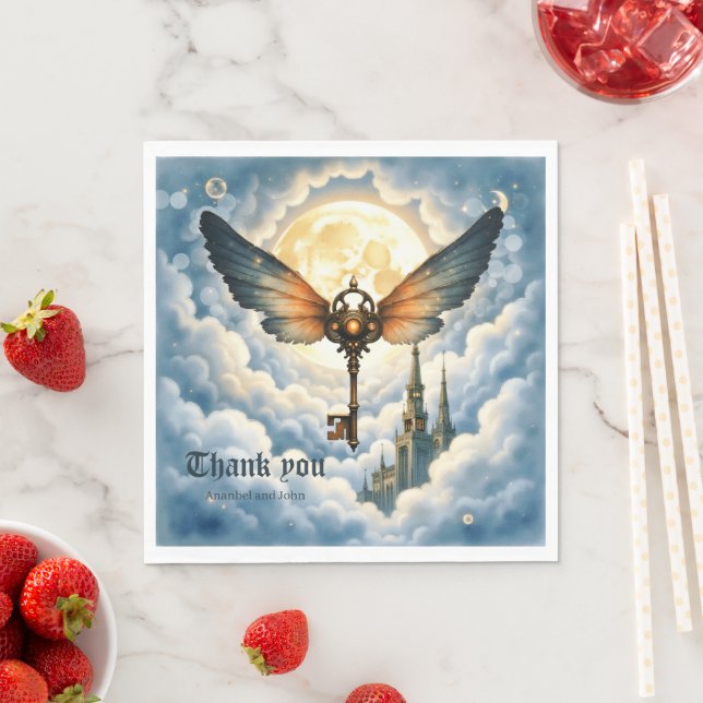 The Key of Eternity – Steampunk Wings  Napkins (Insitu)