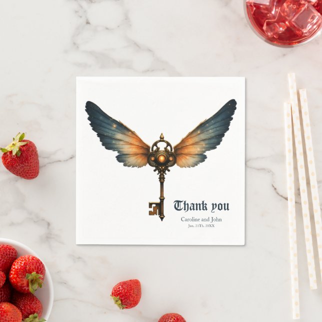 The Key of Eternity – Steampunk Wings  Napkins (Insitu)