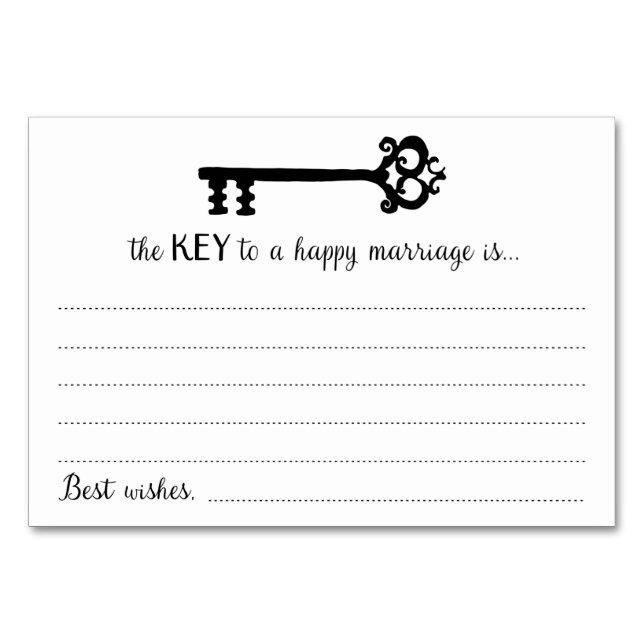 The Key to a Happy Marriage Cards Table Cards (Front)