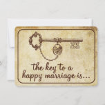 The Key To A Happy Marriage Is... Vintage Wedding Advice Card<br><div class="desc">These vintage key advice cards the are the perfect keepsake from each of your guests at your wedding. The simple yet stylish design will allow your guests to write a note of advice for you to keep and read over in years to come.</div>