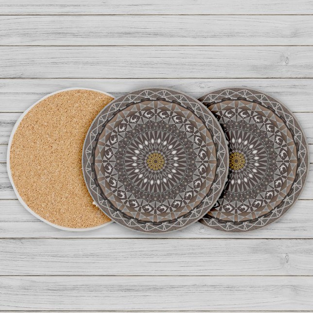 The khaki crocodylus porosus mandala art coaster (Creator Uploaded)