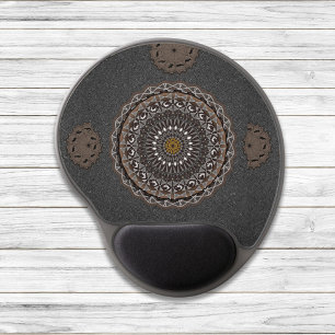 The khaki crocodylus porosus mandala art gel mouse pad